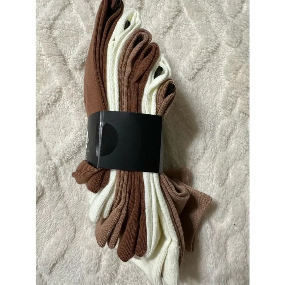 Badgley Mischka 6 pack crew socks neutral brown ivory colors